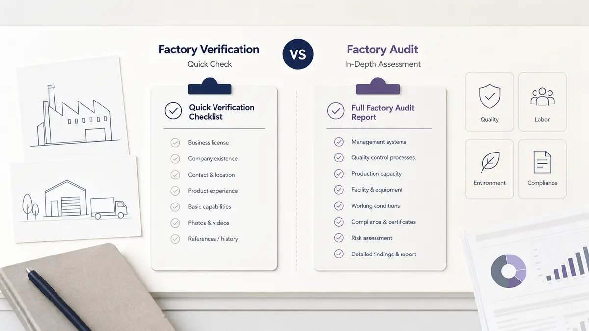 Factory audit versus factory verification comparison for China sourcing